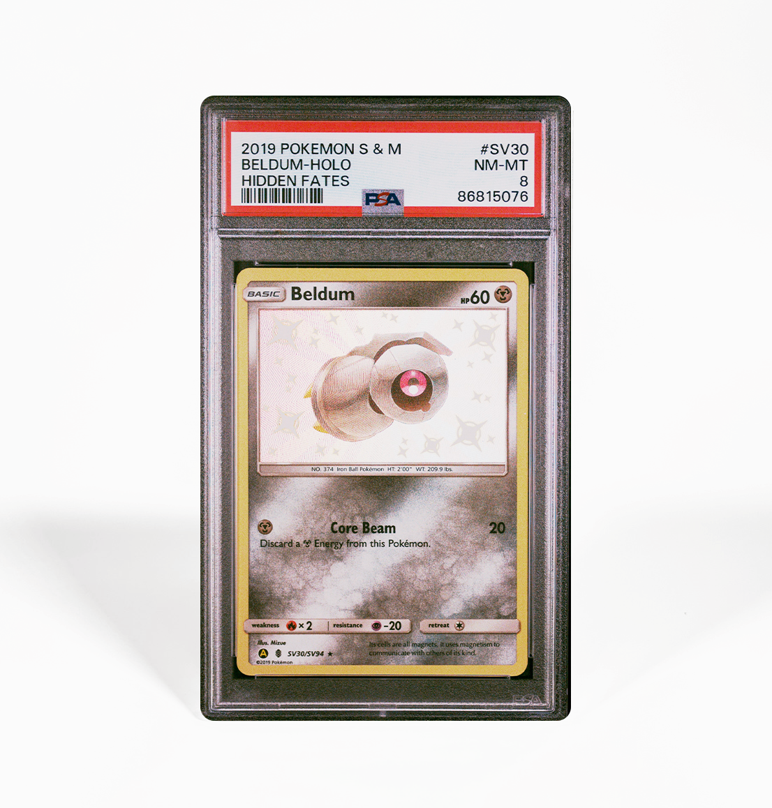PSA 8 Beldum Holo #SV30 Hidden Fates Pokemon card GorillaTCG PSA 8 Beldum Holo #SV30 Hidden Fates Pokemon card GorillaTCG