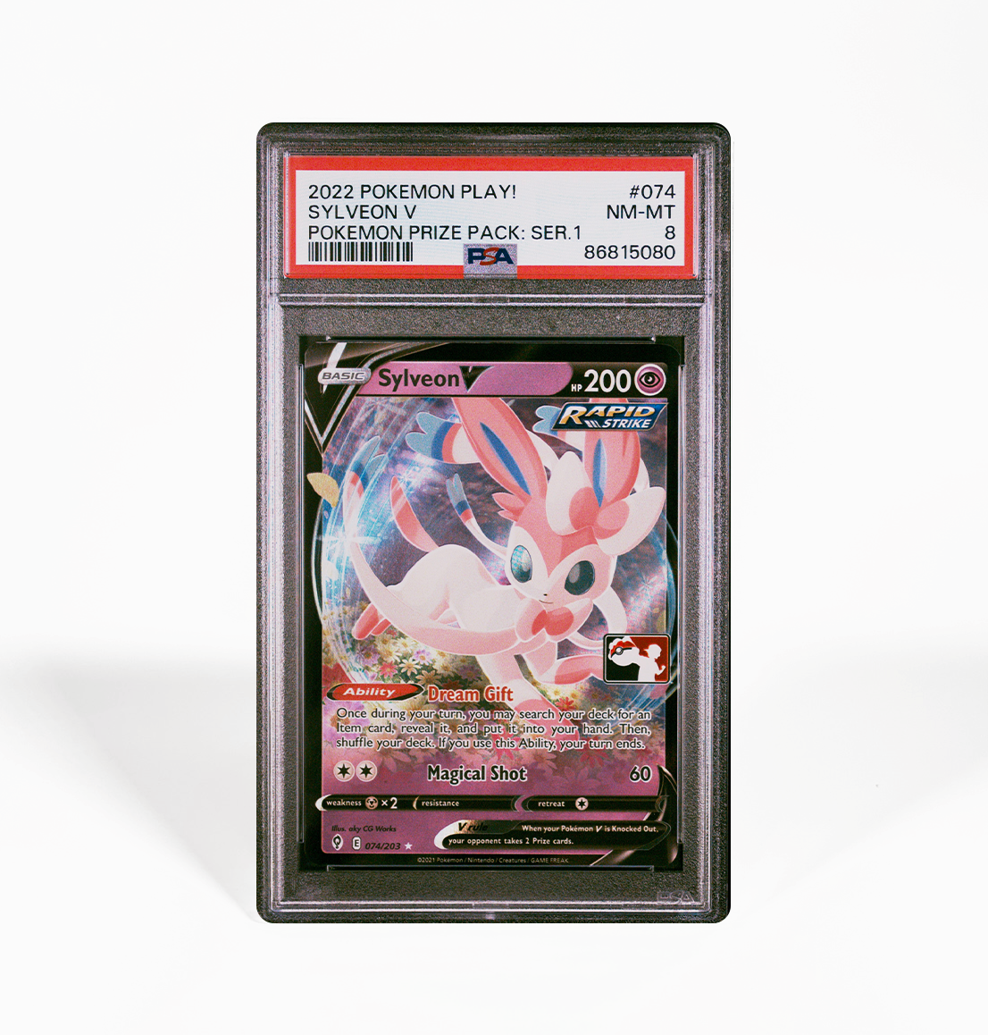 PSA 8 Sylveon V Prize Pack Series 1 #074 Pokemon card