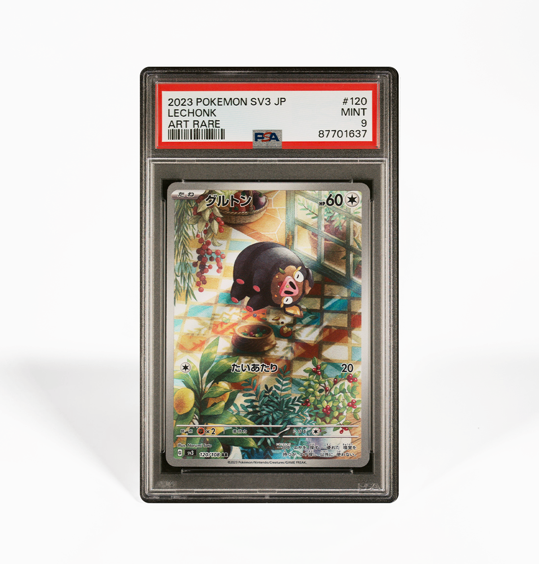 PSA 9 Lechonk #120 Ruler of the black flame SV3 Japanese Pokemon card