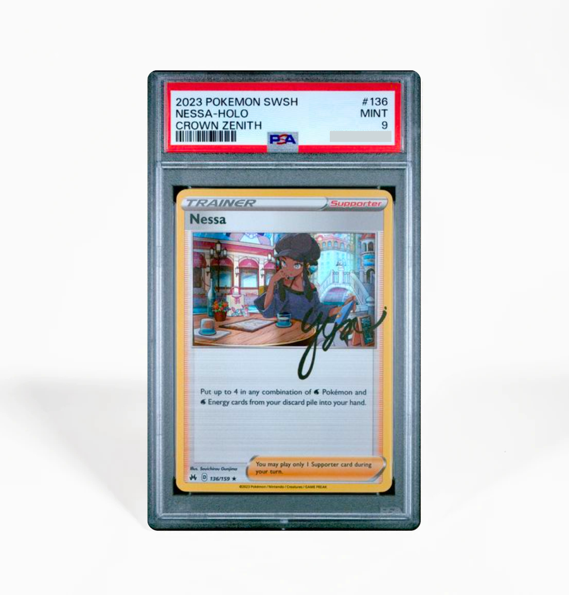 PSA 9 Nessa Holo Crown Zenith #136 Pokemon card