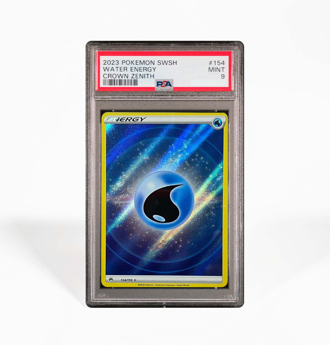 PSA 9 Water Energy #154 Crown Zenith Pokemon card