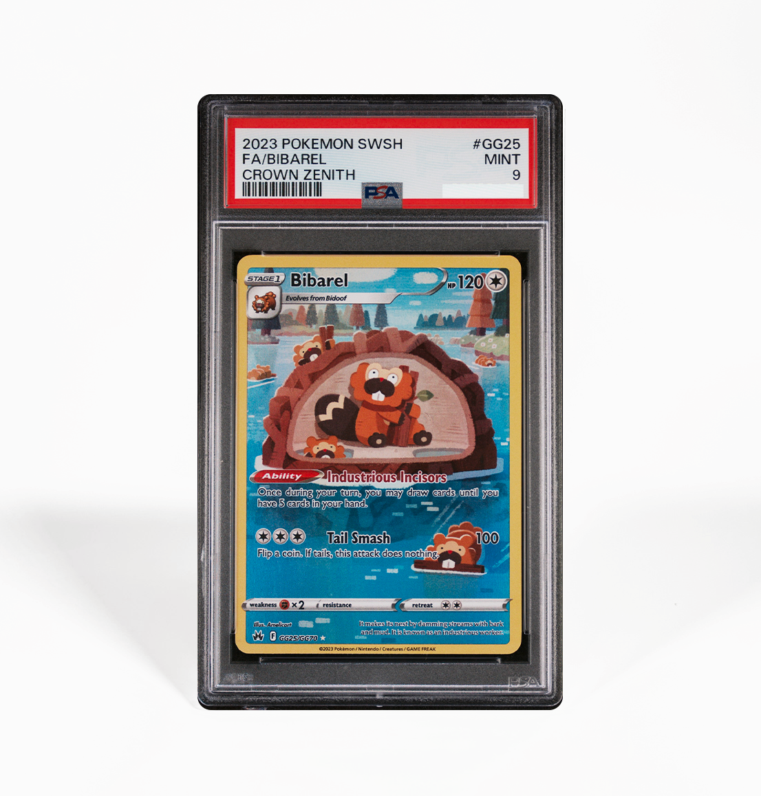 PSA 9 Bibarel #GG25 Crown Zenith Pokemon card