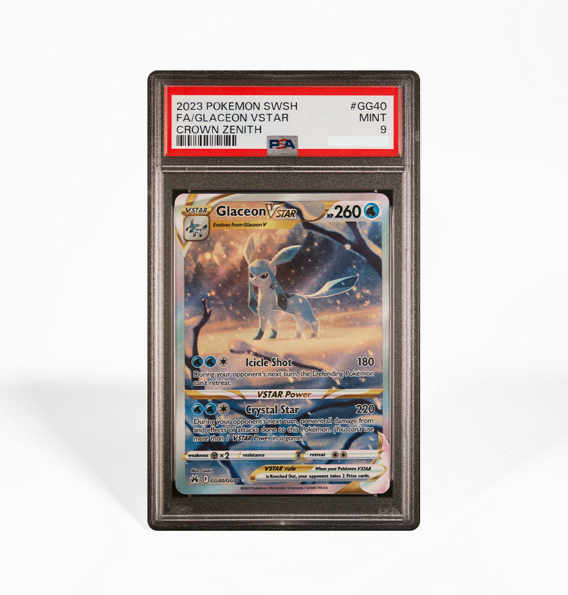 PSA 9 Glaceon VSTAR Crown Zenith GG40 Pokemon card