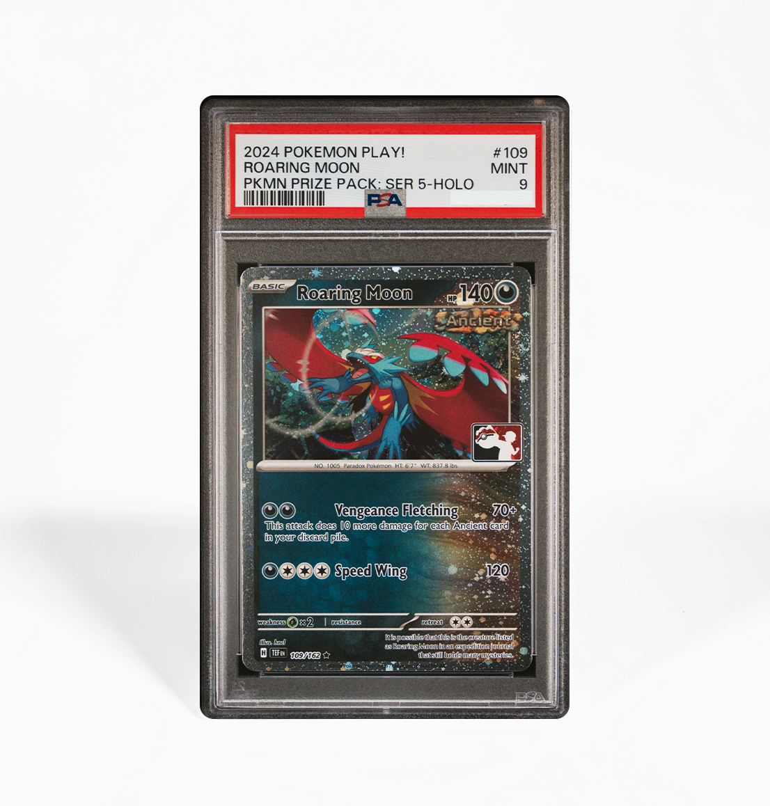 PSA 9 Roaring Moon #109 Pokemon Play! Prize Pack Series 5 Pokemon card GorillaTCG PSA 9 Roaring Moon #109 Pokemon Play! Prize Pack Series 5 Pokemon card GorillaTCG