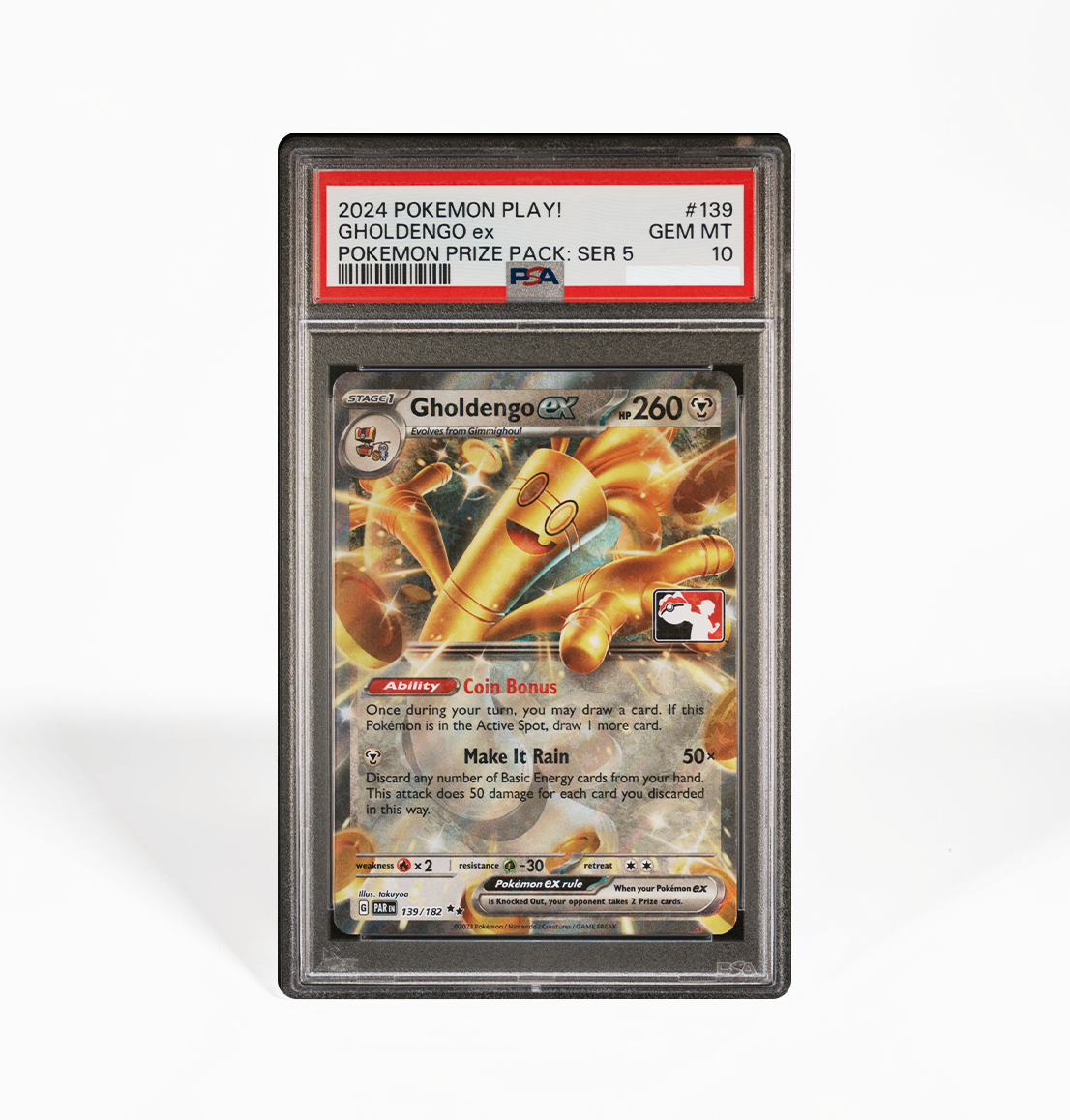 PSA 10 Gholdengo ex #139 Pokemon Play! Prize Pack Series 5 Pokemon car GorillaTCG PSA 10 Gholdengo ex #139 Pokemon Play! Prize Pack Series 5 Pokemon car GorillaTCG