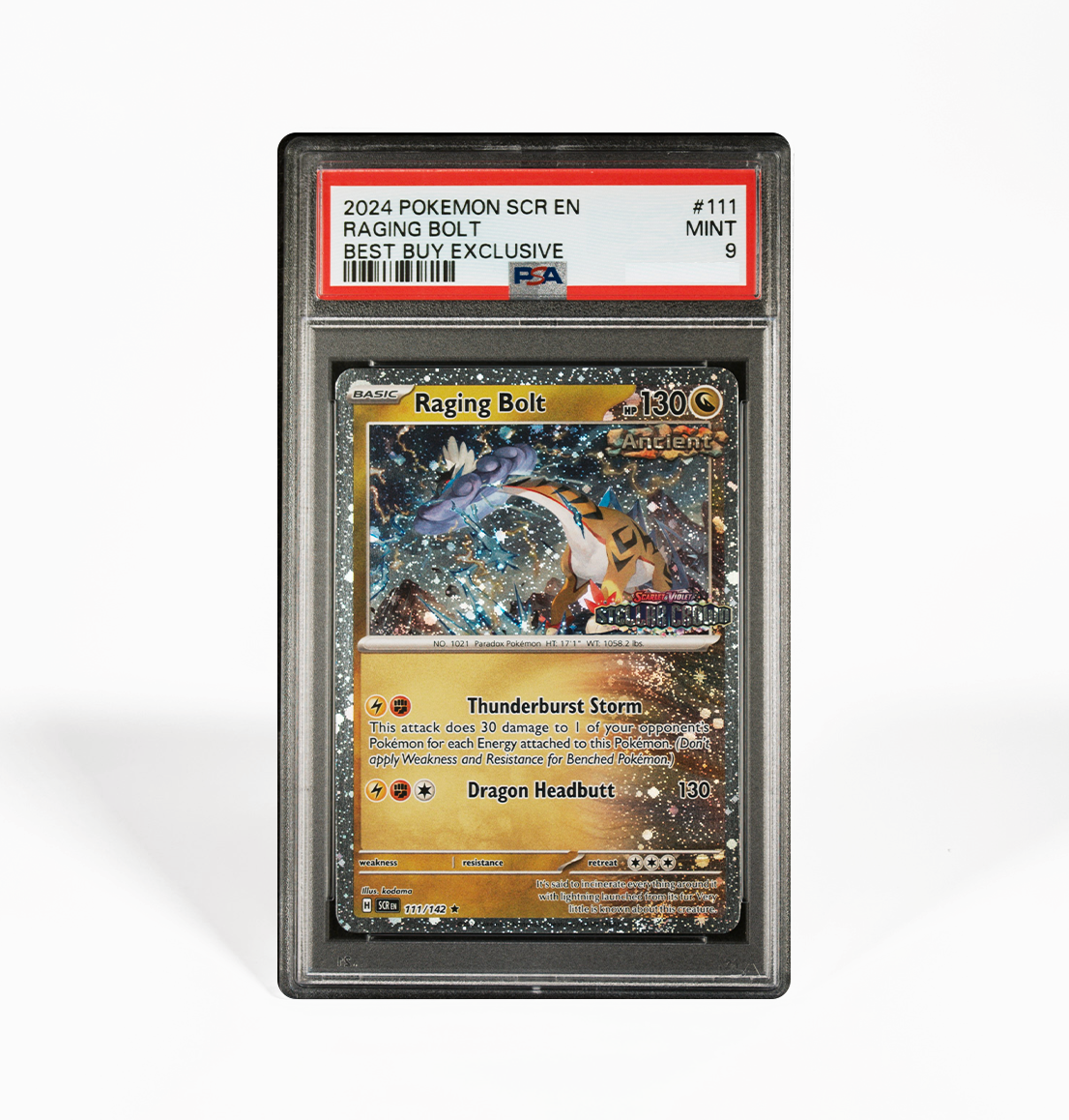 PSA 9 Raging Bolt Best Buy Exclusive Stellar Crown #111 Pokemon card
