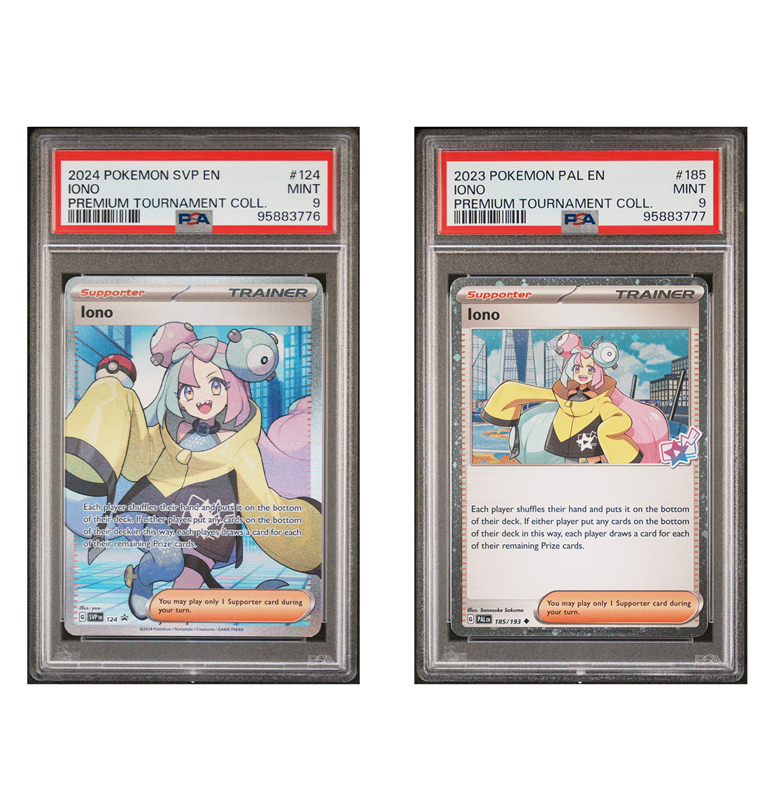 Sequential Set PSA 9 Iono SVP #124 & Iono #185 Pokemon card GorillaTCG Sequential Set PSA 9 Iono SVP #124 & Iono #185 Pokemon card GorillaTCG