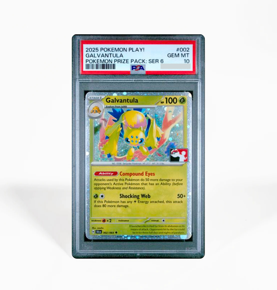 PSA 10 Galvantula #002 Pokemon Play! Prize Pack Series 6 Pokemon card GorillaTCG PSA 10 Galvantula #002 Pokemon Play! Prize Pack Series 6 Pokemon card GorillaTCG