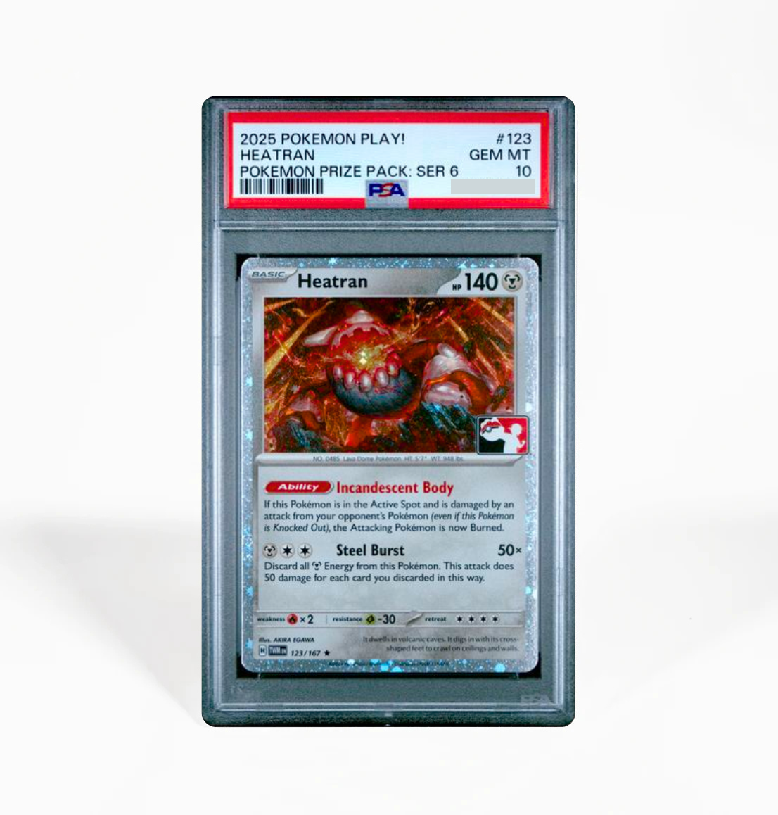 PSA 10 Heatran #123 Pokemon Play! Prize Pack Series 6 Pokemon card