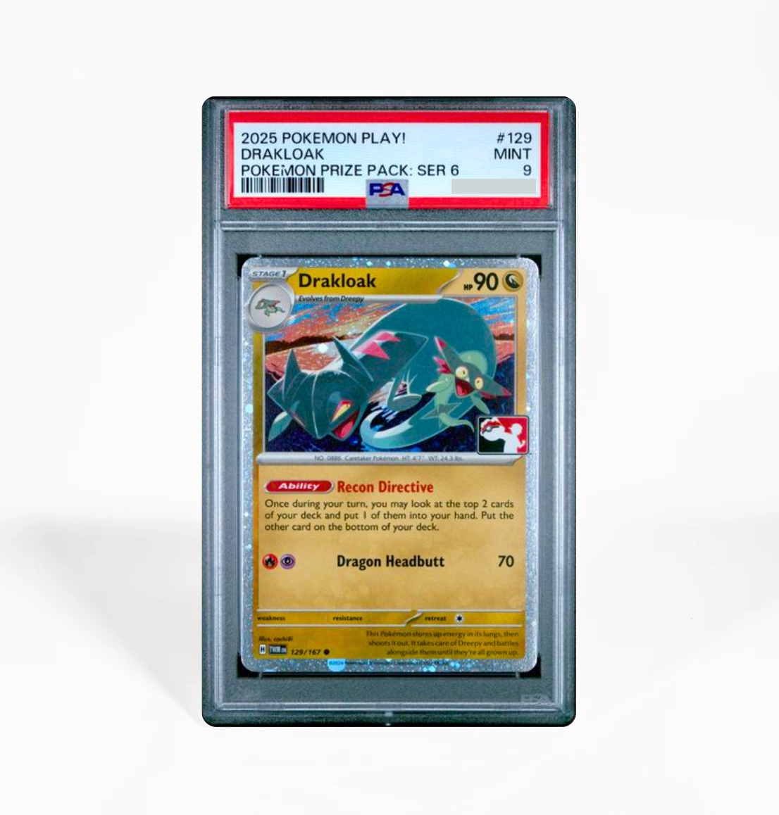 PSA 9 Drakloak #129 Pokemon Play! Prize Pack Series 6 Pokemon card