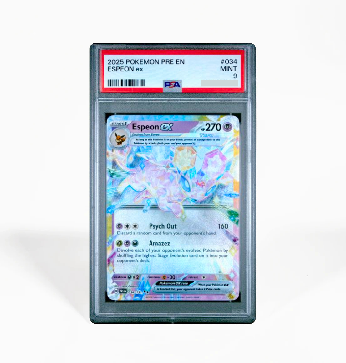 PSA 9 Espeon ex Prismatic Evolutions #034 Pokemon card