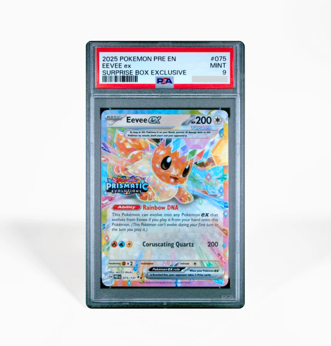 PSA 9 Eevee Surprise Box Prismatic Evolutions #075 Pokemon card