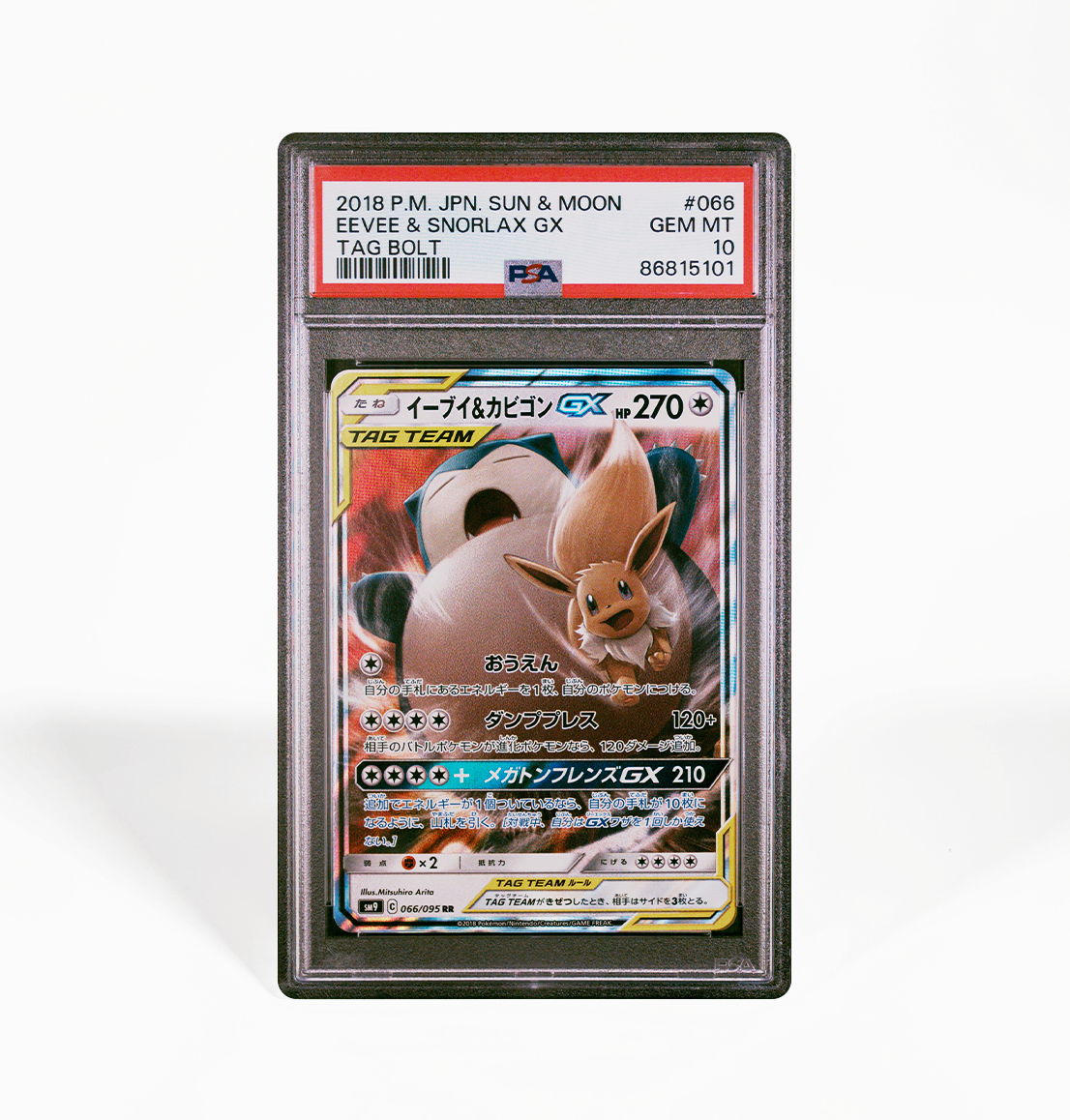 PSA 10 Eevee & Snorlax #066 Tag Bolt SM9 Japanese Pokemon card GorillaTCG PSA 10 Eevee & Snorlax #066 Tag Bolt SM9 Japanese Pokemon card GorillaTCG