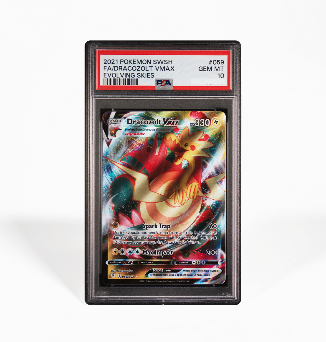 PSA 10 Dracozolt VMax Evolving Skies #059 Pokemon card