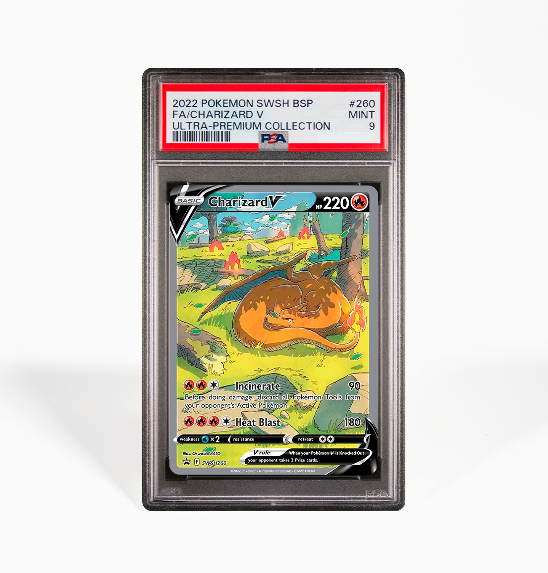 PSA 9 Graded Charizard V SWSH 260 Pokemon card