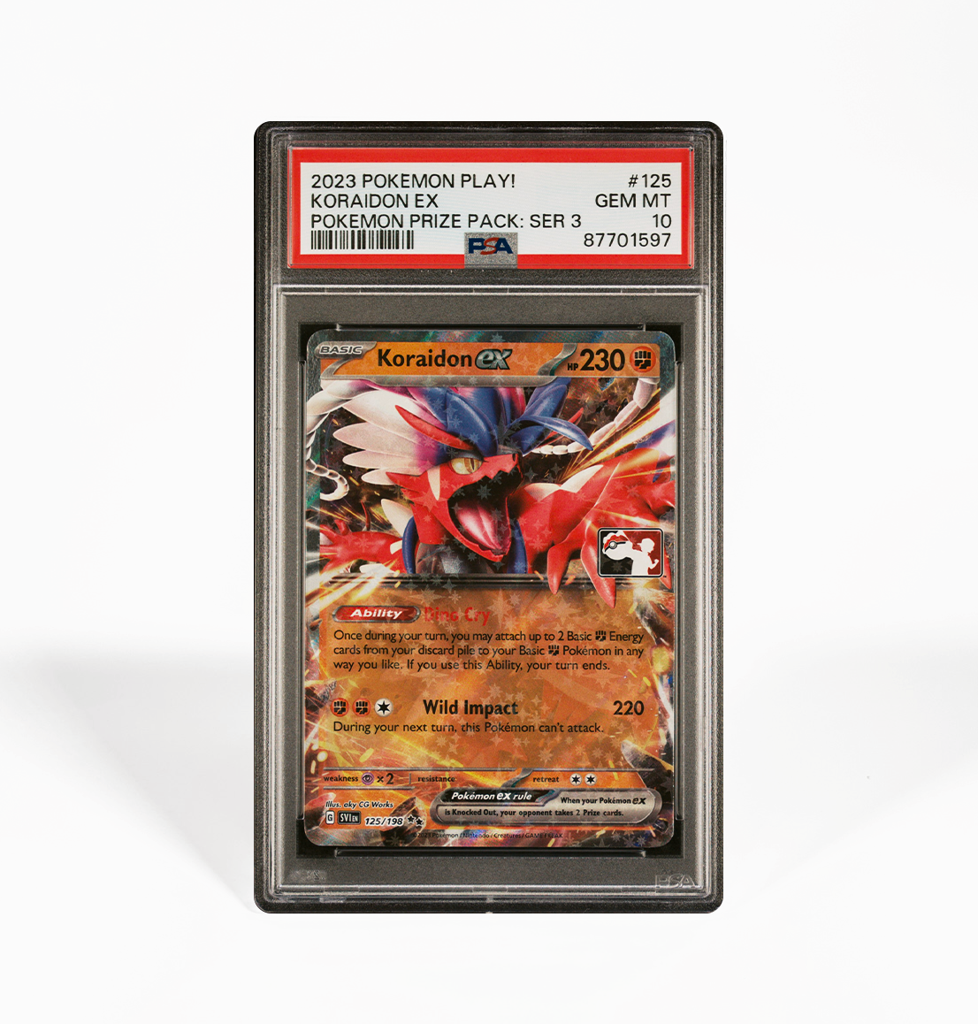 PSA 10 Koraidon ex #125 Pokemon Play! Prize Pack Series 3 Pokemon card