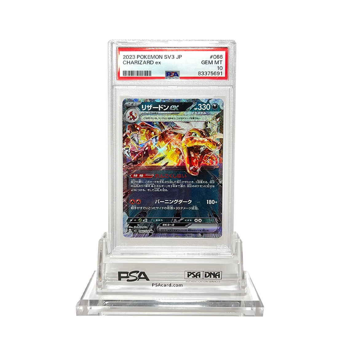 PSA 10 Charizard ex 066 Ruler of the black flame SV3 Japanese Pokemon card