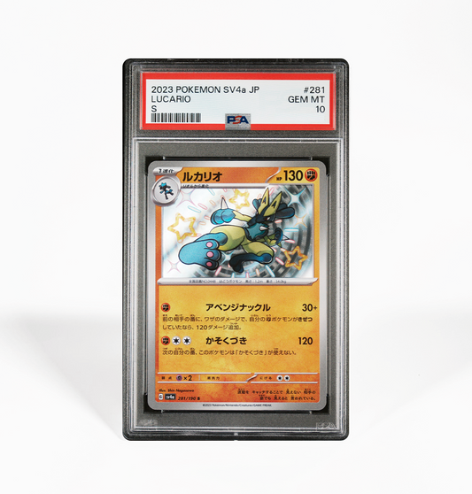 PSA 10 Lucario SV4a #281 Shiny Treasure ex Pokemon card