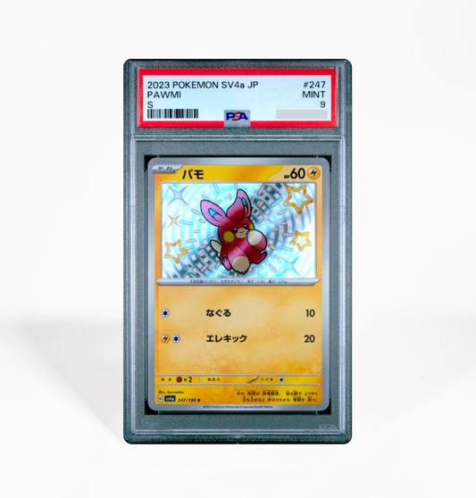 PSA 9 Pawmi SV4a #247 Shiny Treasure ex Pokemon card