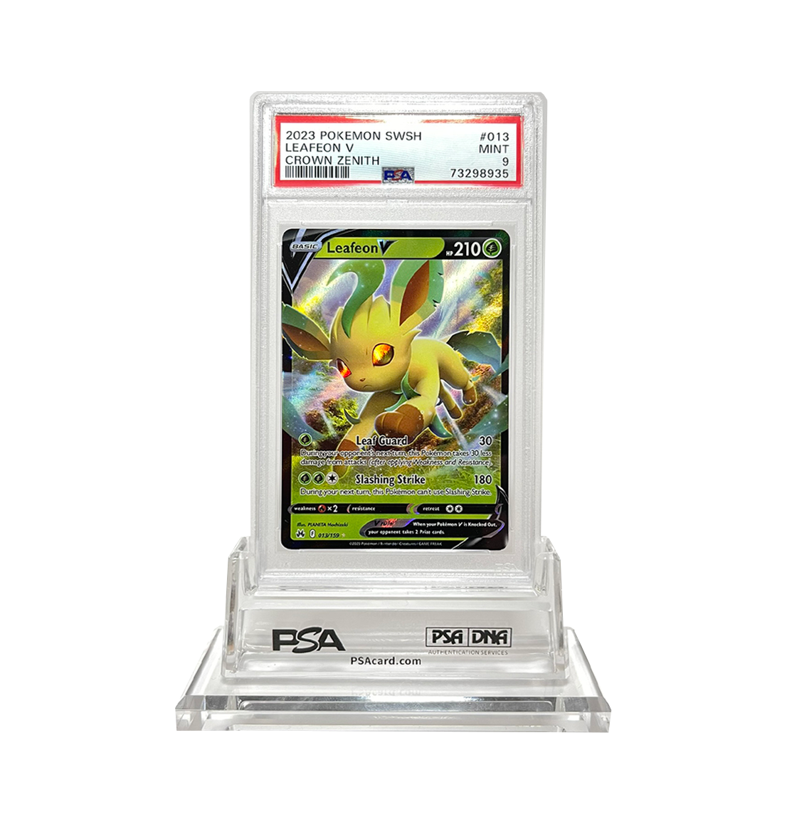 PSA 9 Leafeon V #013 Crown Zenith Pokemon card