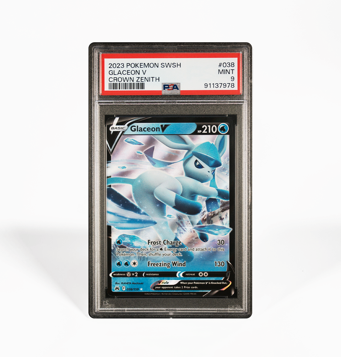 PSA 9 Glaceon V Crown Zenith #038 Pokemon card