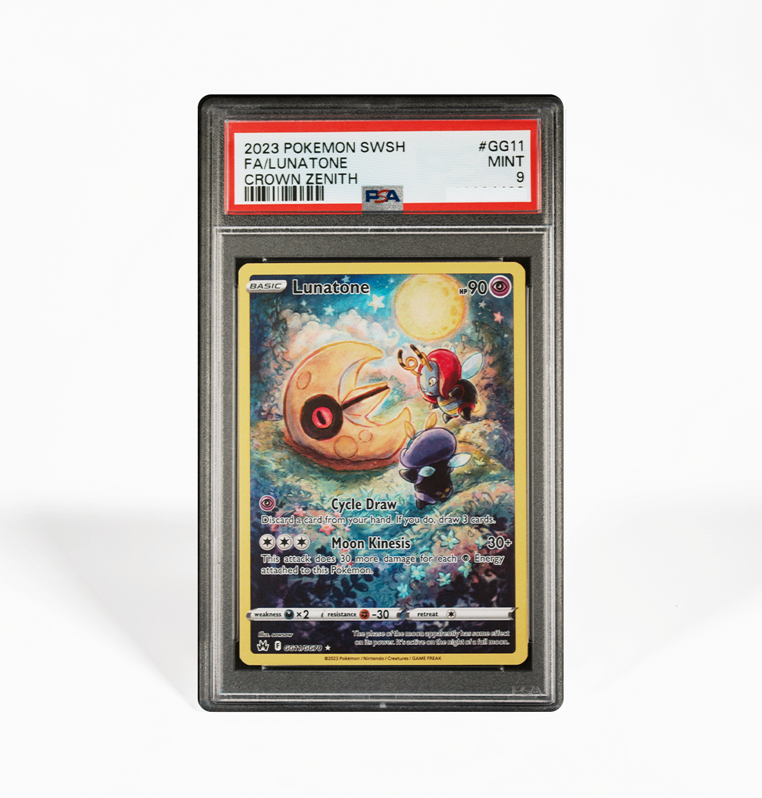 PSA 9 Lunatone Crown Zenith #GG11 Pokemon card