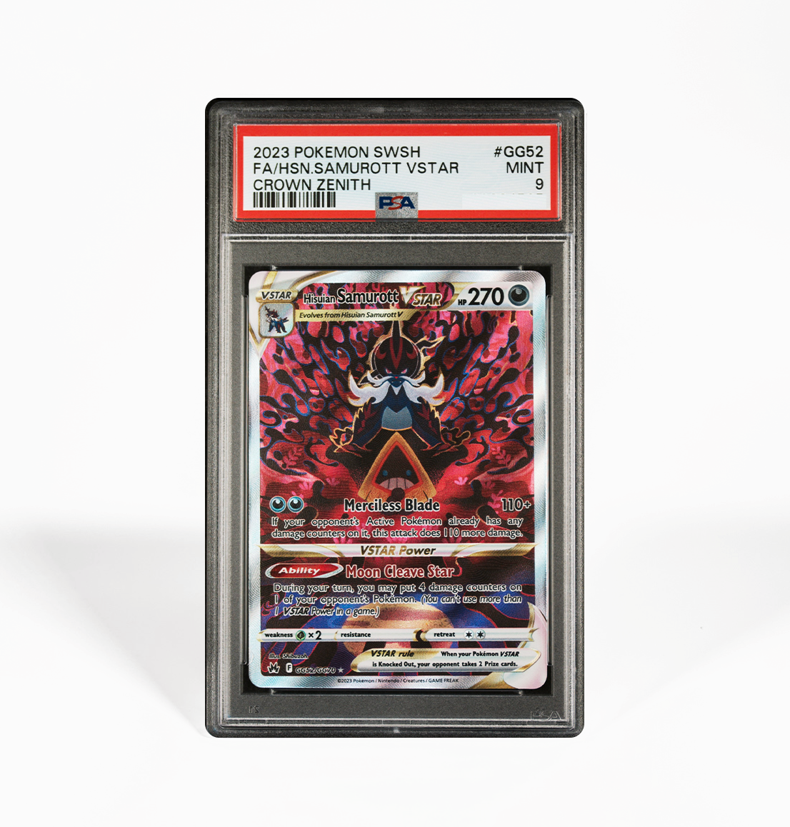 PSA 9 Samurott VStar Crown Zenith #GG52 Pokemon card