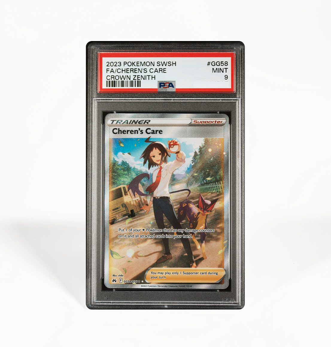 PSA 9 Cheren's Care Crown Zenith #GG58 Pokemon card