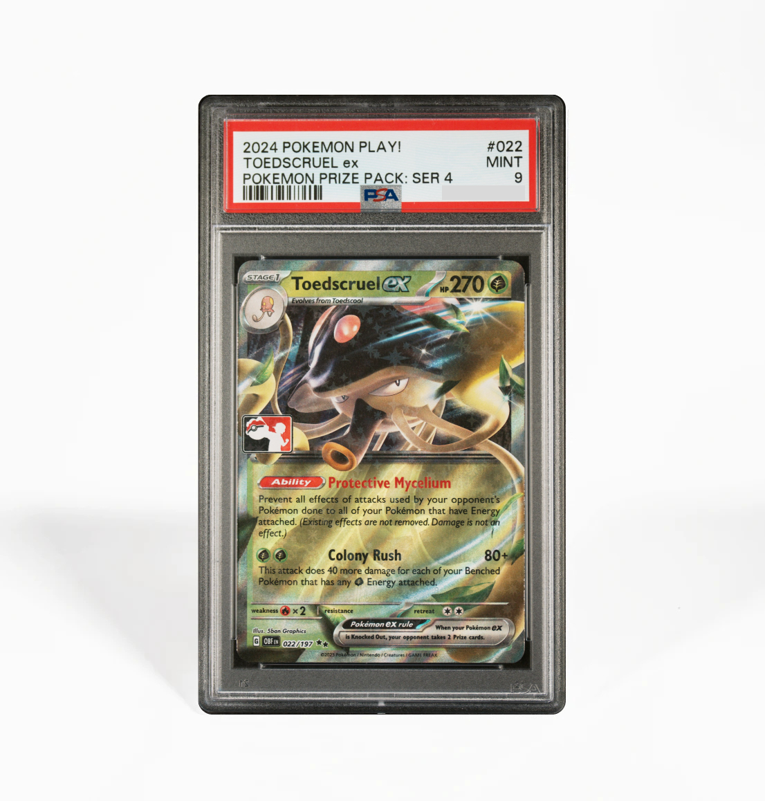 PSA 9 Toedscruel ex #022 Pokemon Play! Prize Pack Series 4 Pokemon card