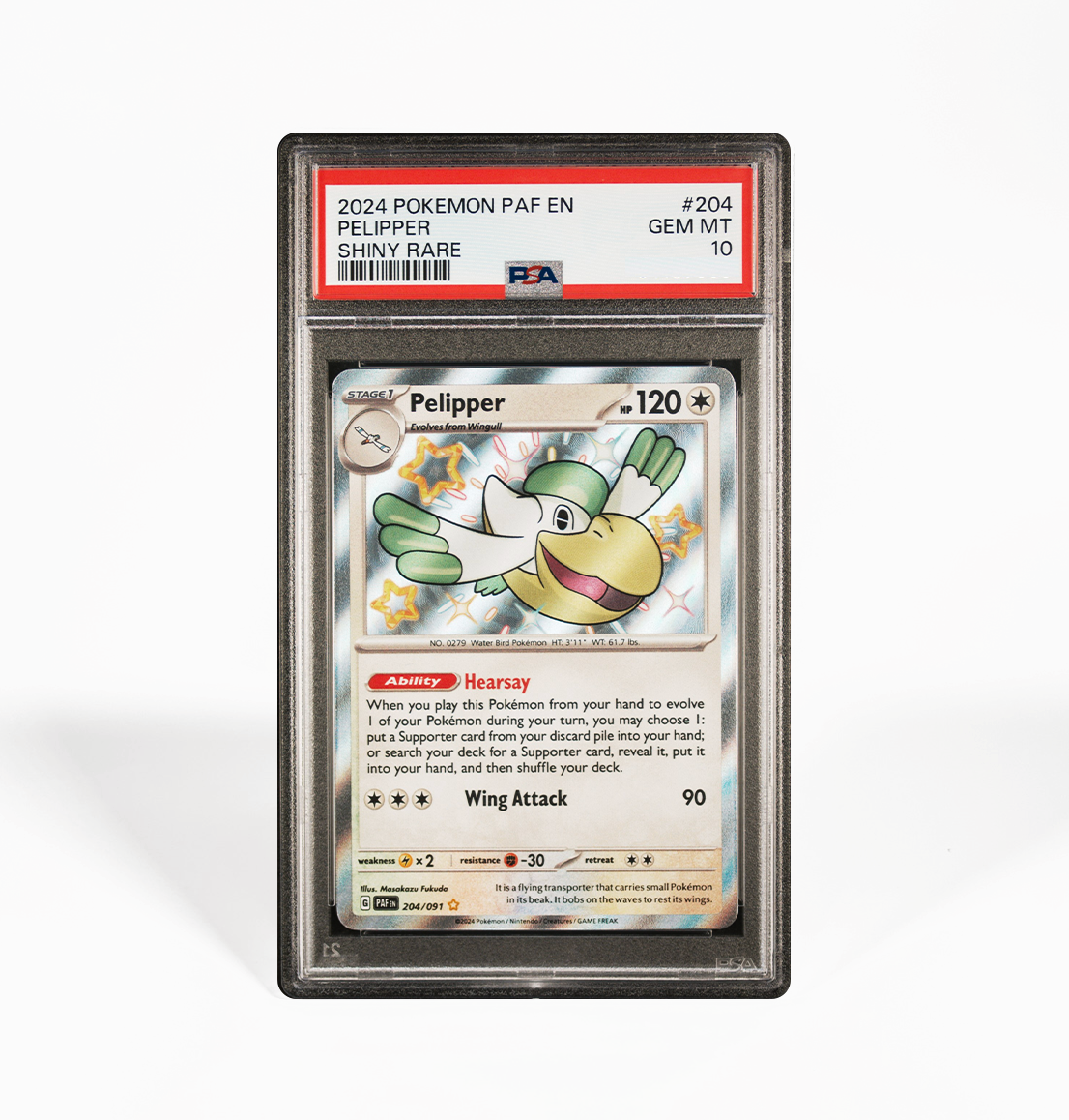 PSA 10 Pelipper Paldean Fates #204 Pokemon card GorillaTCG PSA 10 Pelipper Paldean Fates #204 Pokemon card GorillaTCG