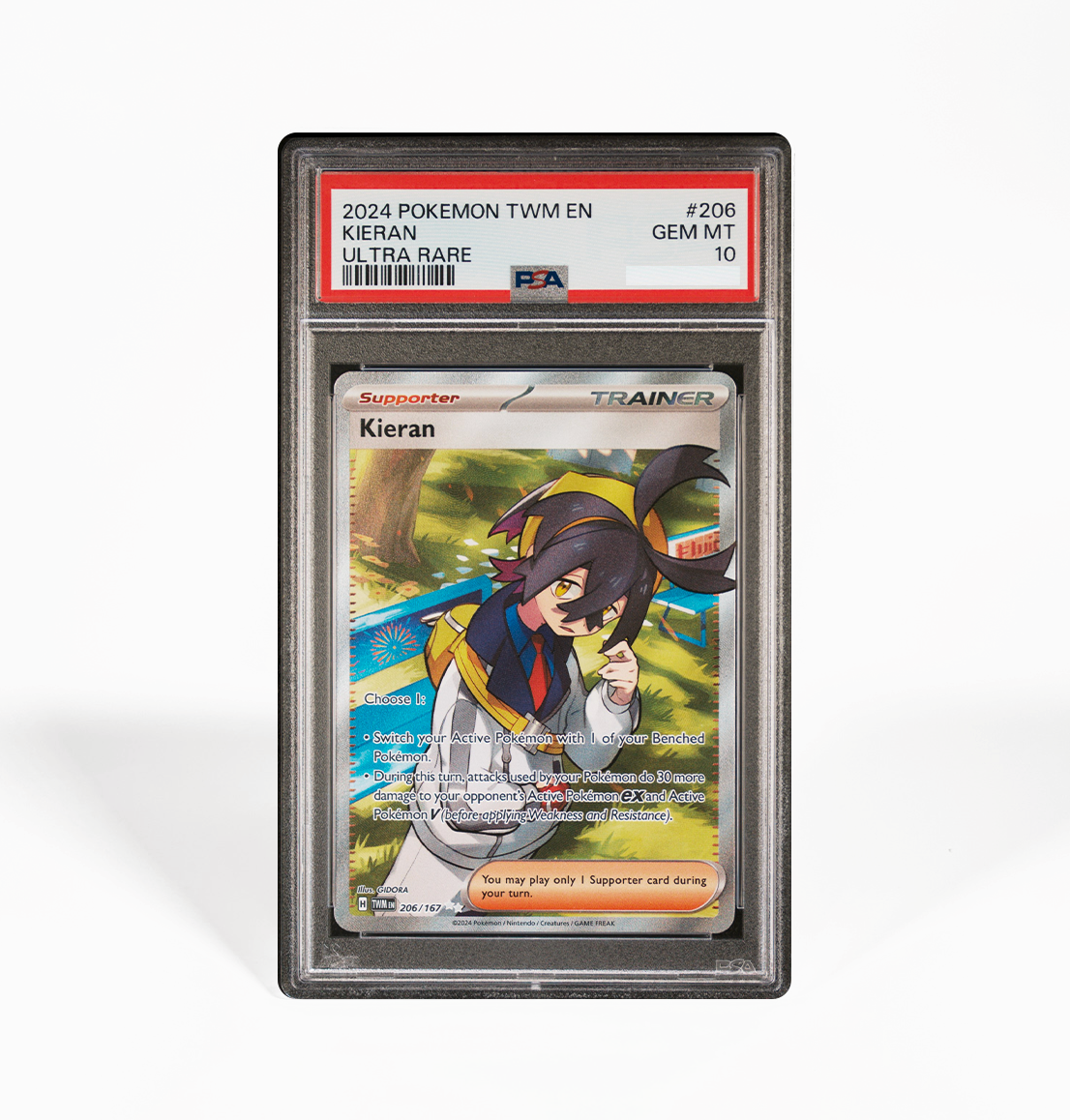 206/167 Pokemon Card Pokemon Kieran 206/167 Full Art Supporter Card - Twilight Masquerade Secret Rare Kieran Full Art Supporter 206/167 Pokemon Card Pokemon Kieran 206/167 Full Art Supporter Card - Twilight Masquerade Secret Rare Kieran Full Art Supporter