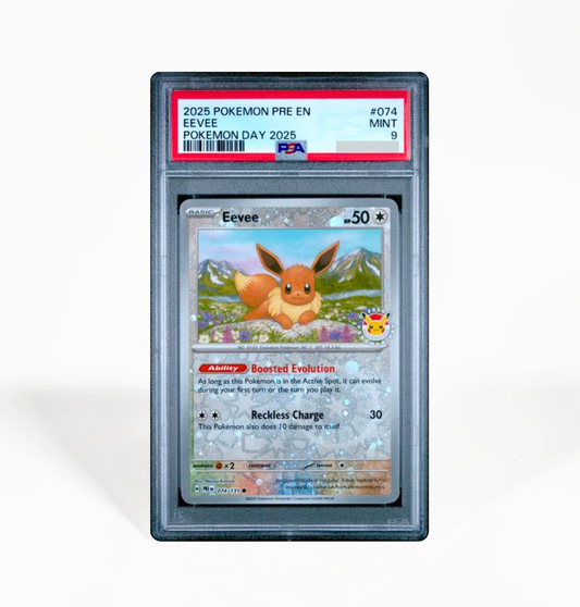 PSA 9 Eevee Pokemon Day Prismatic Evolutions #074 Pokemon card
